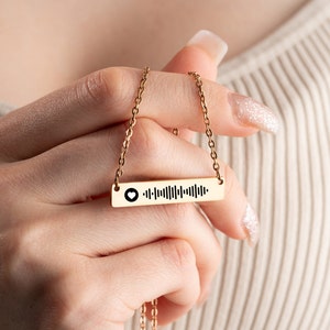 Song Code Necklace, Custom Scannable Music Code Necklace, Song Necklace, Engraved Song Code Bar Necklace, Birthday Gifts, Couple Necklace
