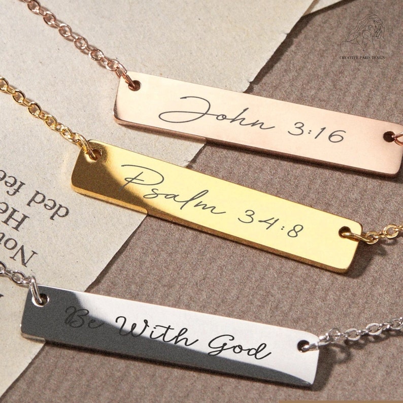 CUSTOM BAR NECKLACE Dainty Name Necklace Name Bar Necklace Etsy