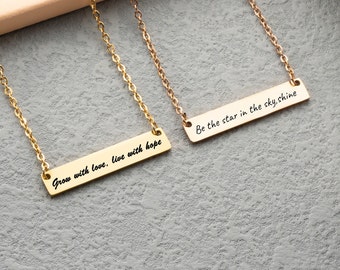 Personalized Message Necklace, Personalized Quotes Necklace, Custom Engraving Necklace, Song Lyrics Jewelry, Mothers Day Gift