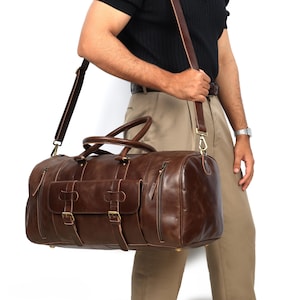 Personalized Leather Weekender Bag for Men, Leather Duffle Bag, Weekender Bag, Gym Bag, Travel Bag, Gift For Him, Groomsmen Gift, Dad Gift