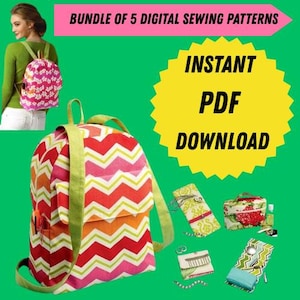 Backpack Sewing Pattern, DIY Rucksack, Purse, Wallet (PDF Pattern)