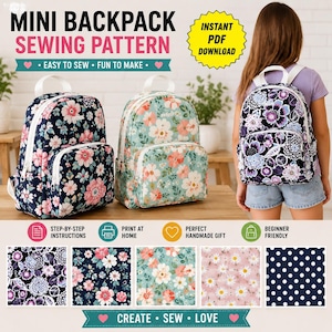 Mini Backpack Sewing Pattern PDF | Kids Backpack Pattern | Small Backpack Tutorial | Instant Download | Printable Sewing Pattern