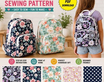 Mini Backpack Sewing Pattern PDF | Kids Backpack Pattern | Small Backpack Tutorial | Instant Download | Printable Sewing Pattern