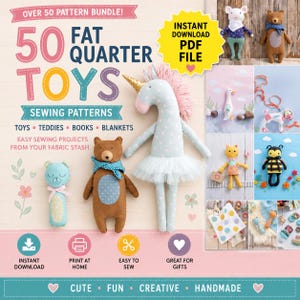 50+ Soft Toy Sewing Patterns PDF Bundle | Stuffed Animal Patterns | Plushie Sewing Pattern | Instant Download DIY Gift Ideas