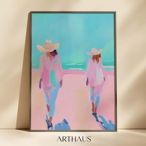 Coastal Cowgirl Wall Art Pastel Beach Print Dining Room Art Printable Summer Colourful Wall Art Girly Trendy Poster Digital Download