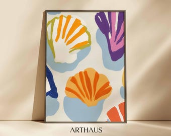 Maximalist Wall Art, SeaShell Wall Art, Abstract Wall Art, Coastal Wall Art, Colourful Wall Art, Trendy Wall Art, Digital Download