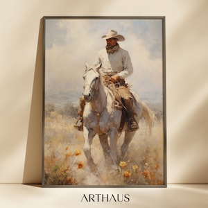 Horse Rider Oil Painting Vintage Western Cowboy Art Southwest Room Decor Countryside Print Animal Wall Art PRINTABLE Digital Download