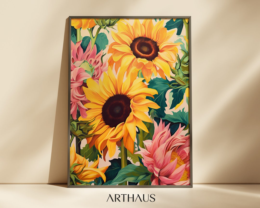 Sunflower Printable Wall Art Flower Print Colourful Poster Art Kitchen ...