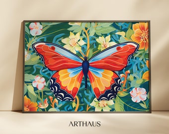 Eclectic Butterfly Wall Art | Vibrant Summer Print (Digital Download)