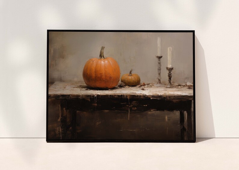Fall Wall Decor Printable Pumpkin Still Life Painting Rustic Fall Art ...