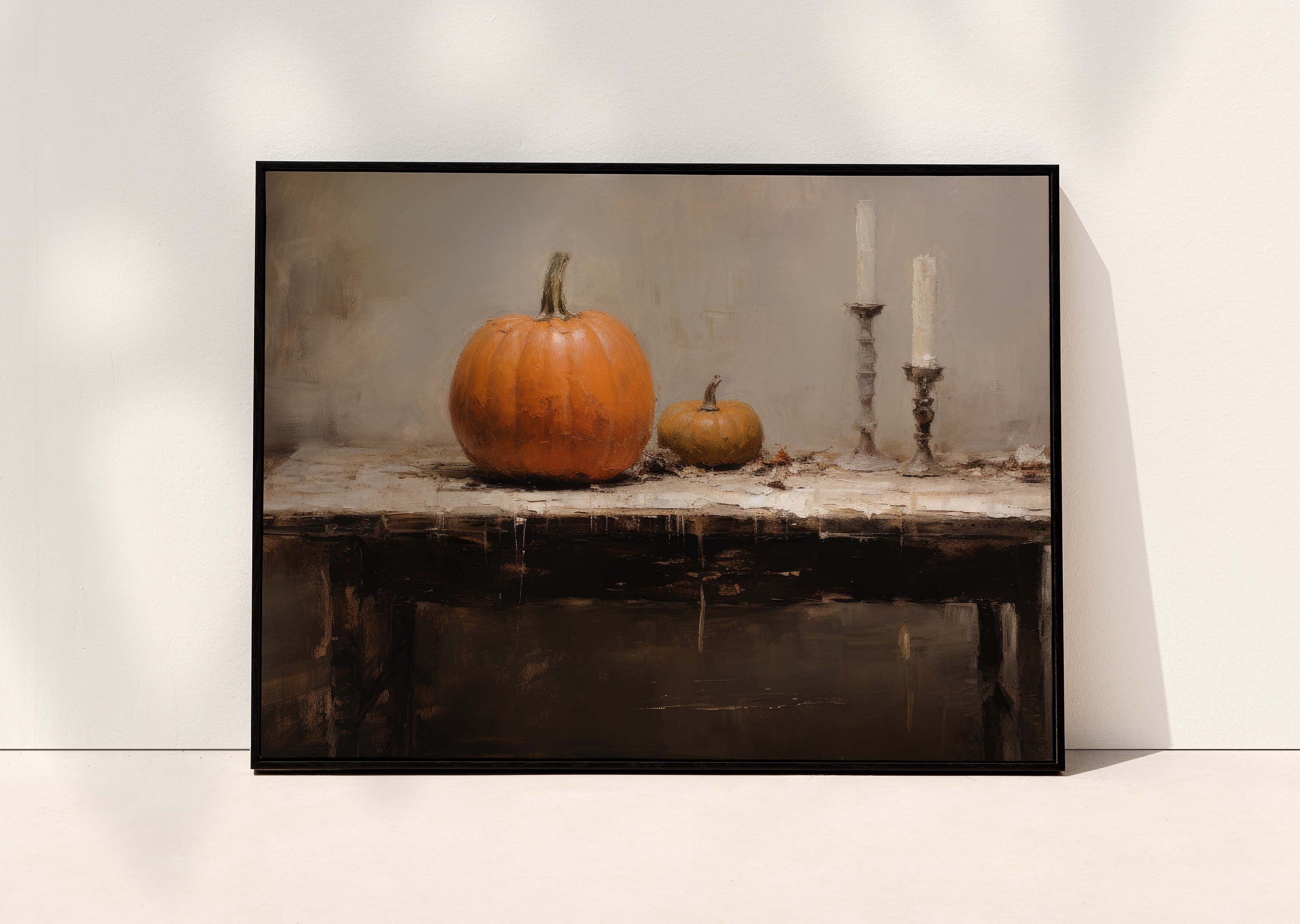 Fall Wall Decor Printable Pumpkin Still Life Painting Rustic Fall Art ...