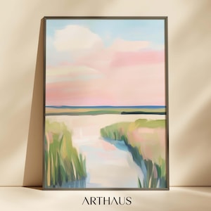 Impression pastel des marais, cottage de campagne, art mural, cottage imprimable, art de la maison, décoration d&#39;appartement girly, impression côtière des Lowcountry, téléchargement numérique