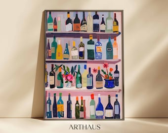Bottle Wall Art Print | Maximalist Bar Cart Decor (Digital Download)
