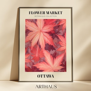 Flower Market Canada Print Maple leaf Print Flower Market Prints Trendy Wall Art Botanical Wall Art Flower Poster Digital Art Download