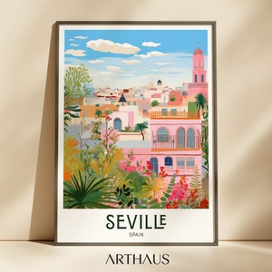 Seville Travel Poster Spain Print Maximalist Home Decor European Cities Wall Art Colourful Print Trendy Wall Art Digital Download