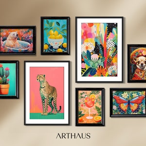 Maximalist Gallery Wall Set of 8 | Eclectic Quirky Wall Art | Gipsy Style | Dopamine Decor | Living Room Decor | Digital Download PRINTABLE