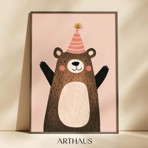 Nursery Bear Wall Art Kids Room Decor Birthday Bear Printable Brown Bear Poster Woodland Nursery Print Forest Animal Baby Room Printable