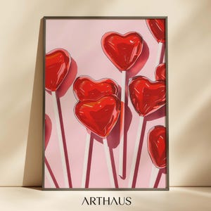 Dopamine Gin Wall Art Maximalist Print Red Heart Lolipop Wall Art Bar Cart Trendy Decor Esthetische Poster Digitale Download AFDRUKBARE