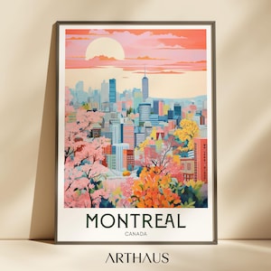 Montreal Travel Poster Canada Digital Print Retro Wall Art Maximalist Home Decor Vintage Canada Cities Digital Download