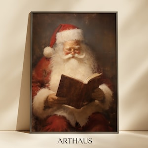 Vintage Santa Claus Painting Cozy Cottage Christmas Decor Winter Wall Art Vintage Christmas Decoration Cottagecore Decor Digital Printable