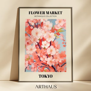 Bloemenmarkt Tokio print Japan bloemenprint bloemenmarkt prints trendy muurkunst botanische muur kunst bloemen poster digitale kunst downloaden