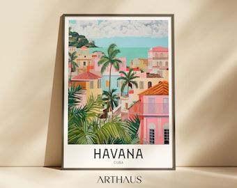 Havana Cuba Travel Poster, Retro Maximalist Art (Digital Download)