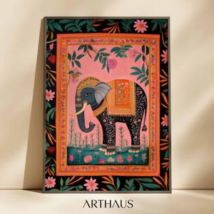 Indian Wall Art Traditional Elephant Art Indian Folk Art Travel Gift Living Room Decor Indian Vintage Palace PRINTABLE Digital Download