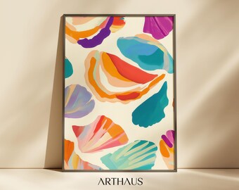Maximalist Wall Art, SeaShell Wall Art, Abstract Wall Art, Coastal Wall Art, Colourful Wall Art, Trendy Wall Art, Digital Download