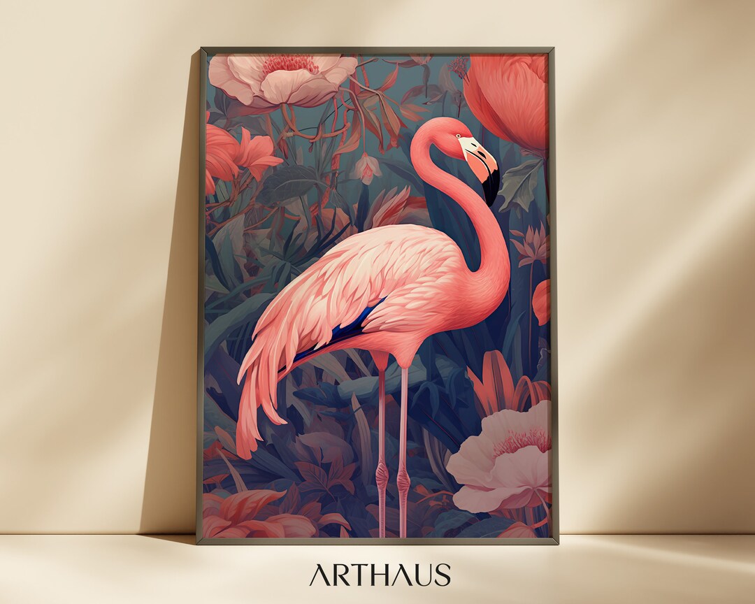 Printable Flamingo Wall Art, Flamingo Tropical Wall Art, Printable Wall ...