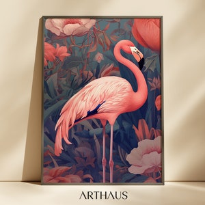 Printable Flamingo Wall Art, Flamingo Tropical Wall Art, Printable Wall Art, Maximalist Wall Art, Flamingo Decor, Instant Digital Download