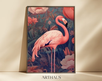 Printable Flamingo Wall Art, Tropical Decor (Digital Download)