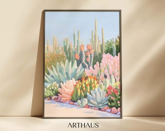 Zuidwestelijke print woestijn Boho kunst aan de muur afdrukbare Cottage huis decor Cowgirl appartement decor botanische cactus muur kunst digitale download