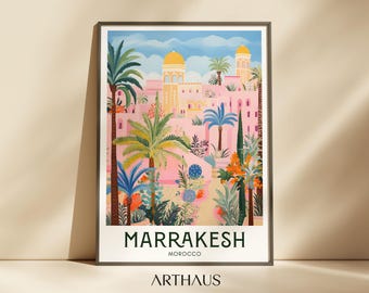 Marrakesh Morocco Travel Poster, Vintage City Wall Art (Digital Download)