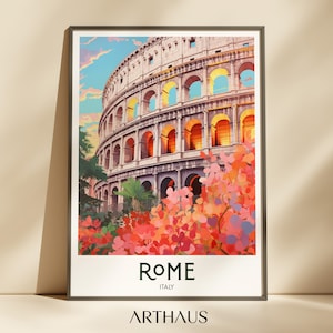 Stampa di viaggio di Roma Italia Arte murale di Roma Poster di viaggio in Italia Decorazione per la casa di Roma Illustrazione di arte di viaggio vintage stampabile download digitale