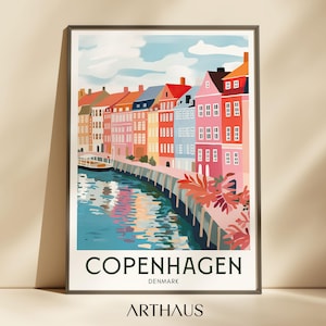 Copenhagen Travel Poster Denmark Digital Print Retro Wall Art Maximalist Home Decor Vintage Europe Cities Digital Download