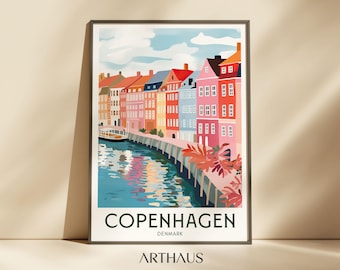 Copenhagen Travel Poster | Retro Denmark Art Print (Digital Download)
