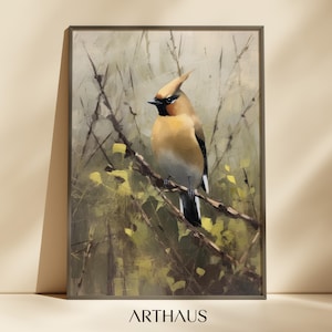 Vintage Bird Painting Antique Bird Wall Art Vintage Farmhouse Wall Decor Neutral Nature PRINTABLE Digital Download
