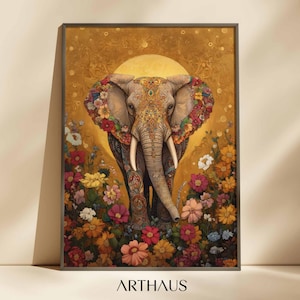 Indian Wall Art Elephant Art Indian Folk Art Travel Gift Living Room Decor Indian Vintage Palace PRINTABLE Digital Download