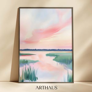 Impression pastel des marais, cottage de campagne, art mural, cottage imprimable, art de la maison, décoration d&#39;appartement girly, impression côtière des Lowcountry, téléchargement numérique