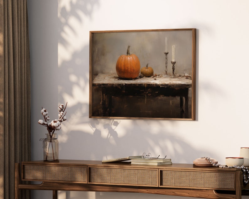 Fall Wall Decor Printable Pumpkin Still Life Painting Rustic Fall Art ...