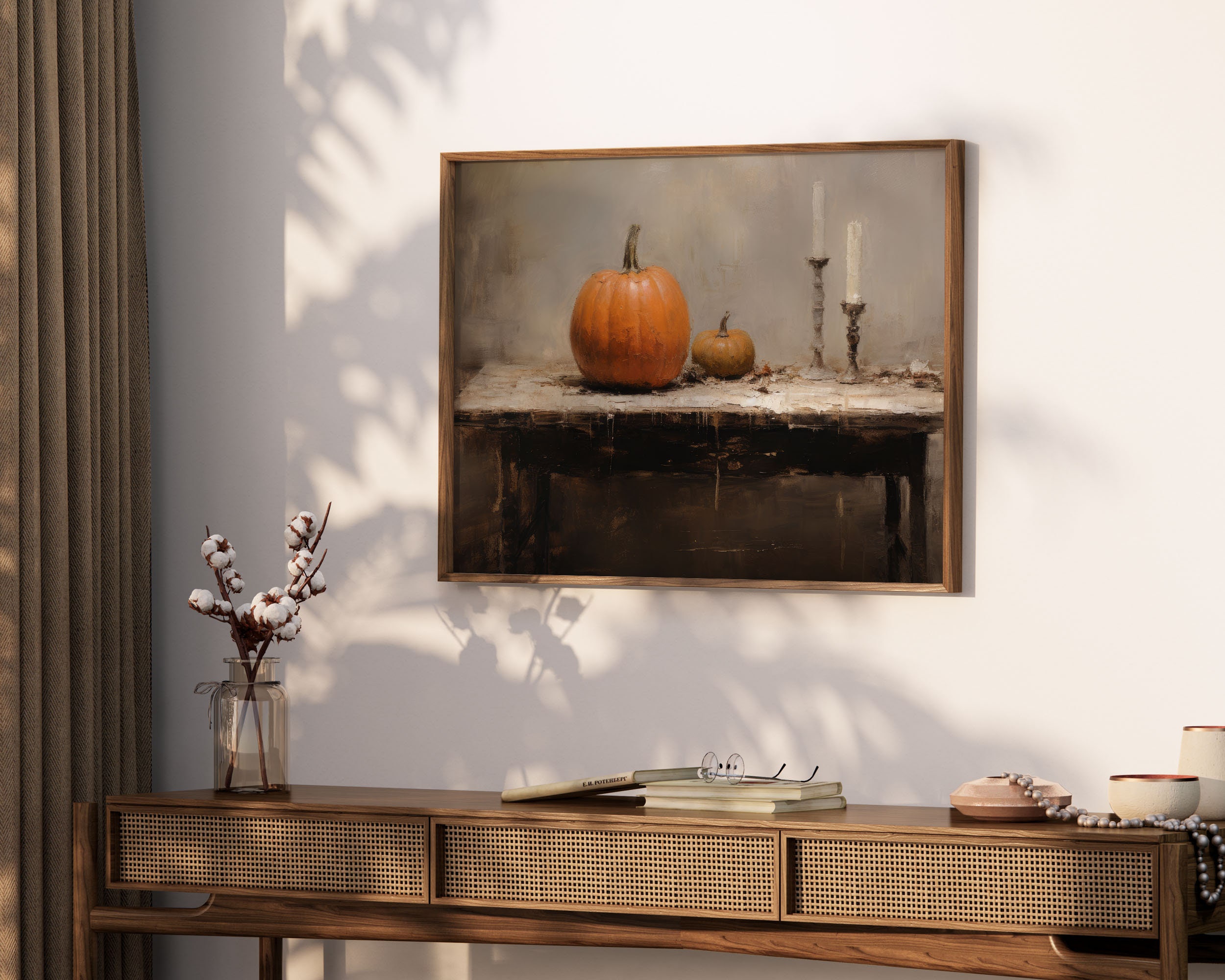 Fall Wall Decor Printable Pumpkin Still Life Painting Rustic Fall Art ...