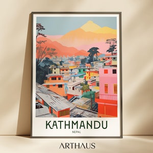 Kathmandu Travel Wall Art Nepal Painting Gifts Asia Home Decor Digital Prints Posters Printable Maximalist Home Decor Digital Download