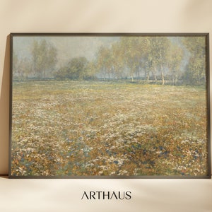 Vintage Spring Meadow Oil Painting, Dutch Vintage Landscape Print, Country Field Wall Art,Spring Landscape PRINTABLE Digital Wall Art