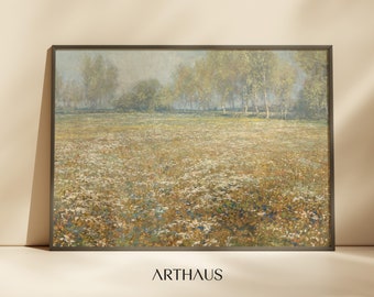 Vintage Spring Meadow Oil Painting, Dutch Vintage Landscape Print, Country Field Wall Art,Spring Landscape PRINTABLE Digital Wall Art