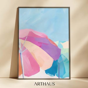 Pastel Coastal Painting Girly Apartment Decor Beach Dining Room Art Printable Summer Colourful Wall Art Impressionist Print Digital Download