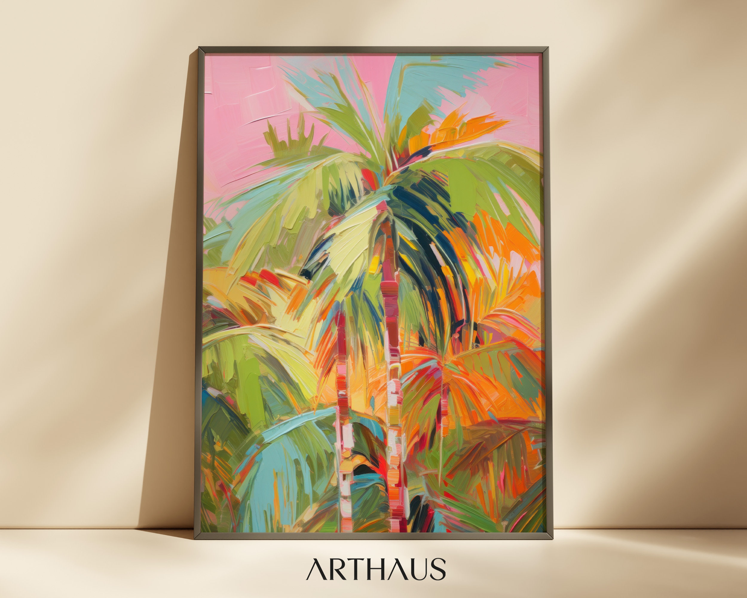 Abstract Palm Tree Art Print | Colorful Tropical Wall Decor (digital ...