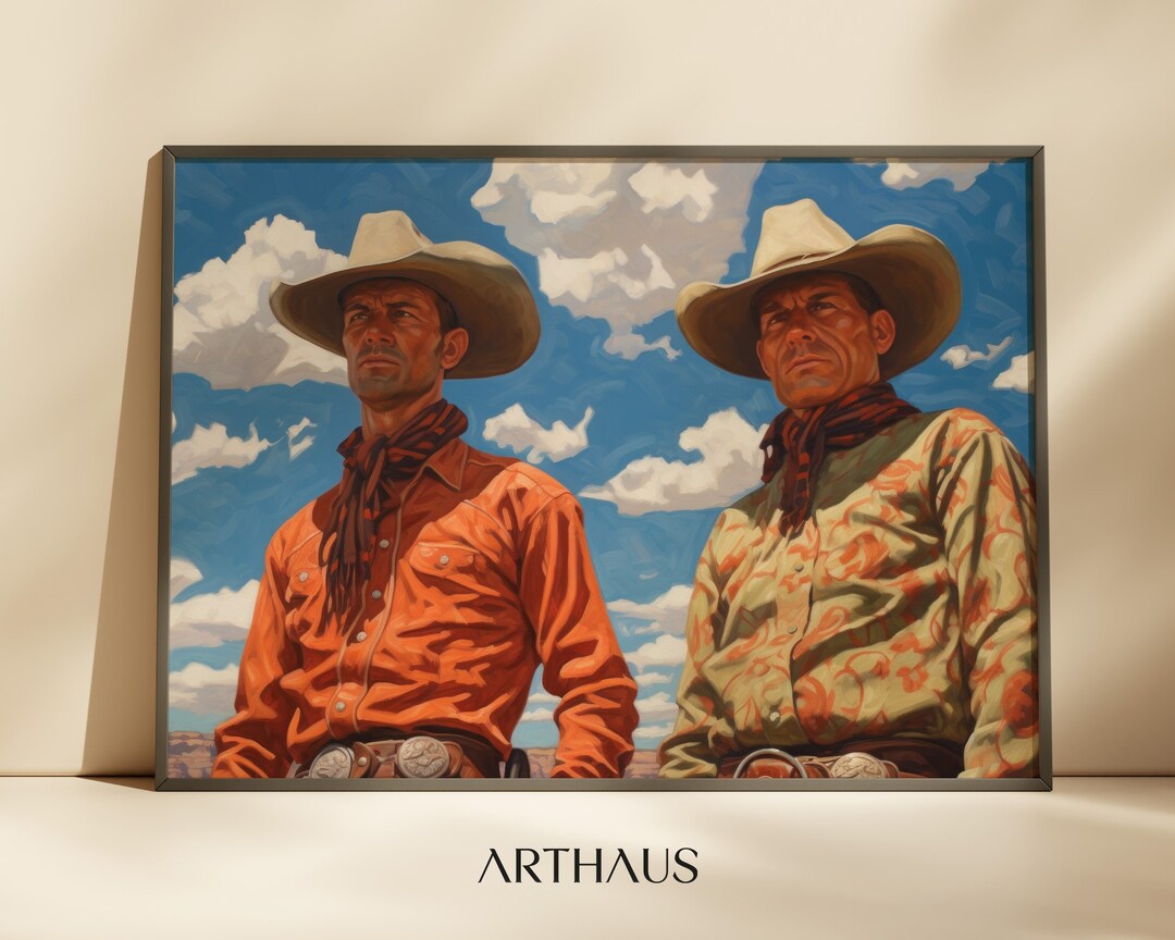 Vintage Cowboy Wall Art Western Home Decor Mid Century Decor Rustic ...