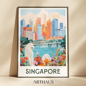 SINGAPORE Printable Poster Southeast Asia Digital Download Travel Art Home Decor Gift For Her, Gift For Him Travel Wall Art