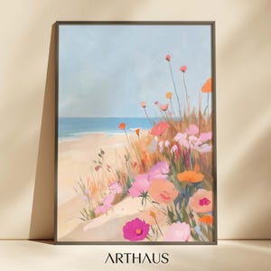 Pastel Coastal Painting Girly Apartment Decor Beach Dining Room Art Printable Summer Colourful Wall Art Impressionist Print Digital Download