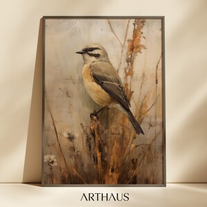 Vintage Bird Painting  Antique Bird Wall Art Vintage Farmhouse Wall Decor Neutral Nature PRINTABLE Digital Download